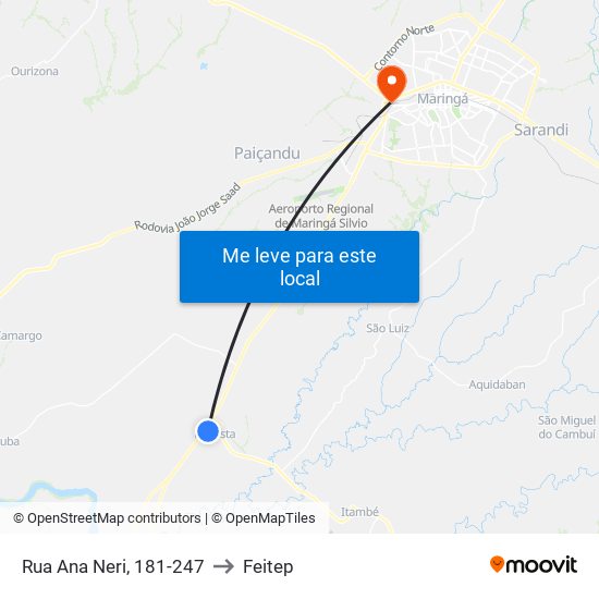 Rua Ana Neri, 181-247 to Feitep map