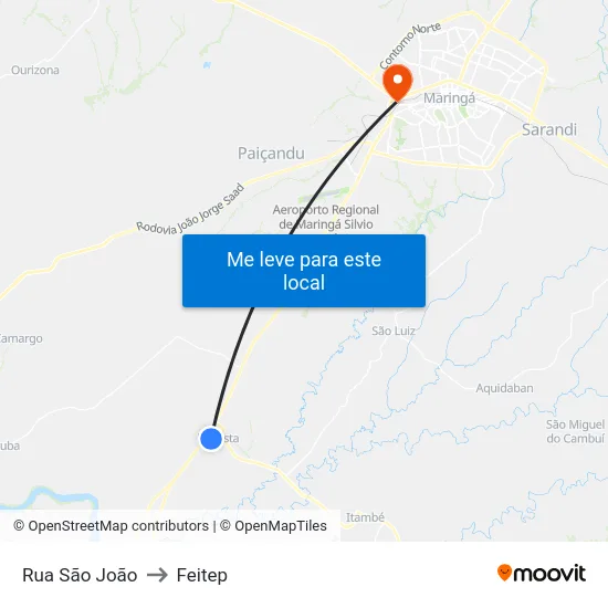 Rua São João to Feitep map