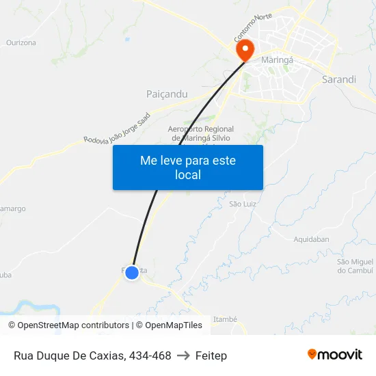 Rua Duque De Caxias, 434-468 to Feitep map