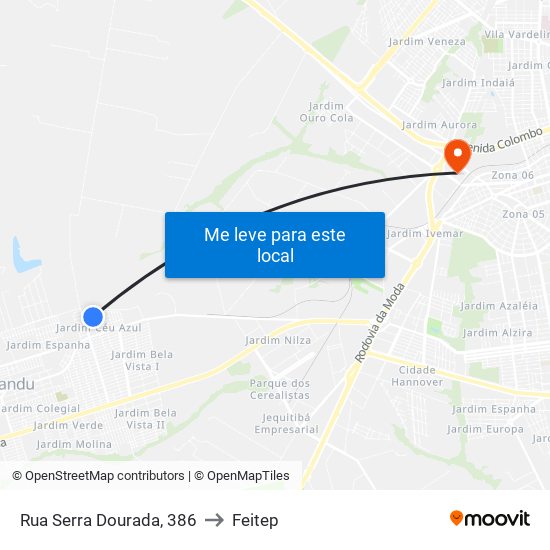 Rua Serra Dourada, 386 to Feitep map