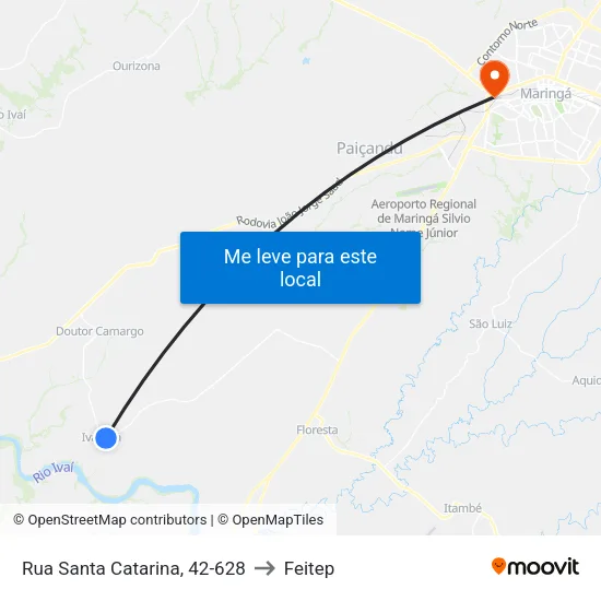 Rua Santa Catarina, 42-628 to Feitep map