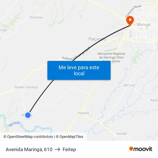 Avenida Maringá, 610 to Feitep map