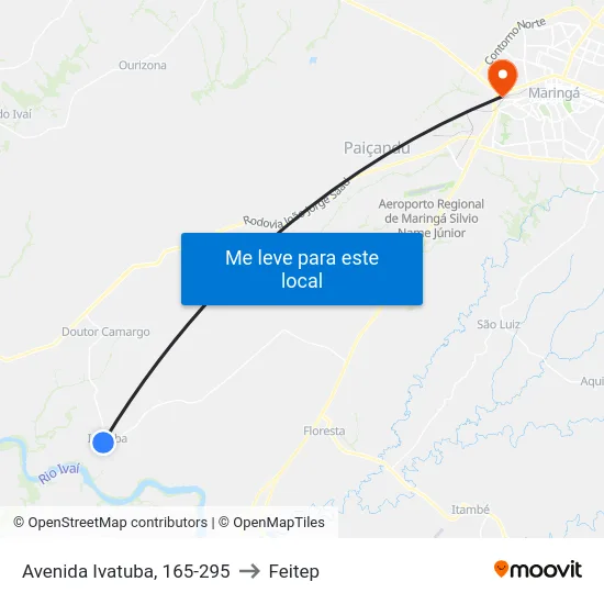 Avenida Ivatuba, 165-295 to Feitep map