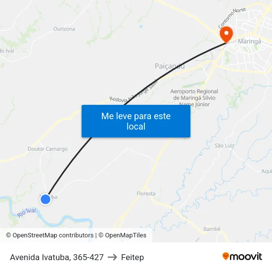Avenida Ivatuba, 365-427 to Feitep map