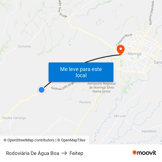 Rodoviária De Água Boa to Feitep map