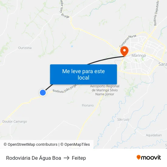 Rodoviária De Água Boa to Feitep map