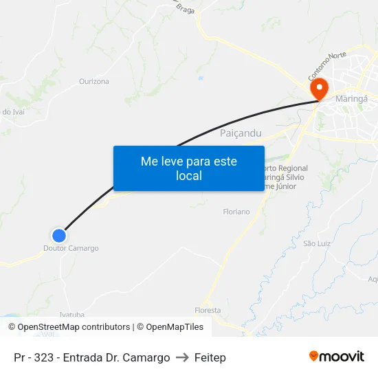 Pr - 323  -  Entrada Dr. Camargo to Feitep map