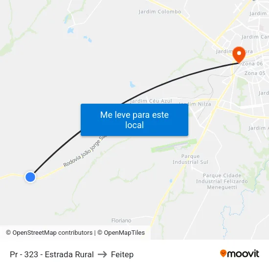 Pr - 323  -  Estrada Rural to Feitep map
