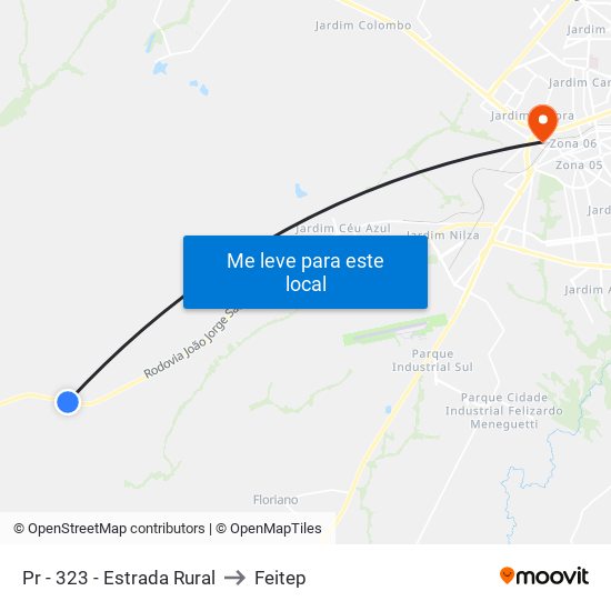 Pr - 323  -  Estrada Rural to Feitep map