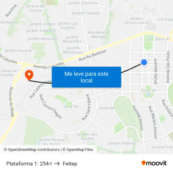 Plataforma 1: 254-I to Feitep map