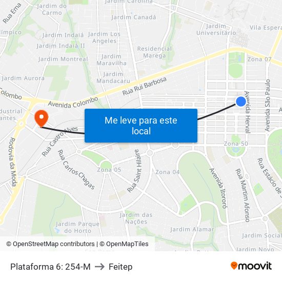 Plataforma 6: 254-M to Feitep map