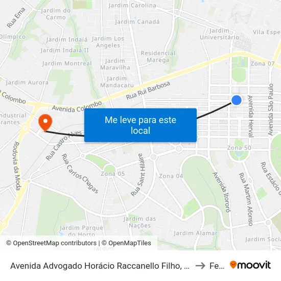 Avenida Advogado Horácio Raccanello Filho, Terminal Metropolitano to Feitep map