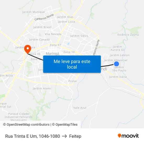 Rua Trinta E Um, 1046-1080 to Feitep map