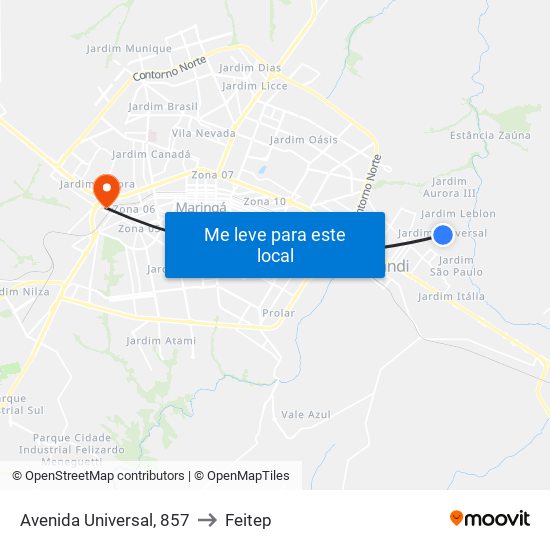 Avenida Universal, 857 to Feitep map