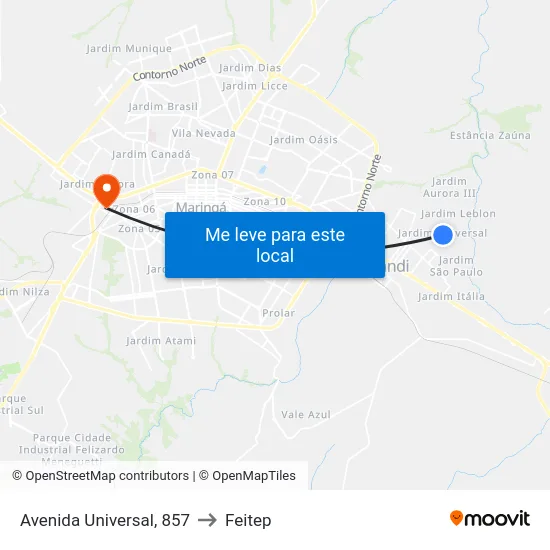Avenida Universal, 857 to Feitep map