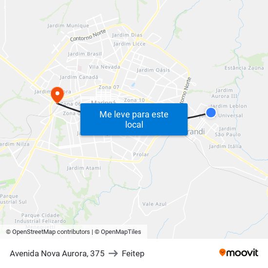 Avenida Nova Aurora, 375 to Feitep map