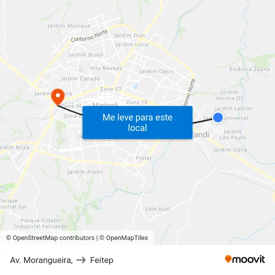 Av. Morangueira, to Feitep map