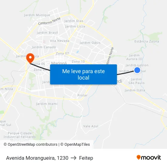 Avenida Morangueira, 1230 to Feitep map
