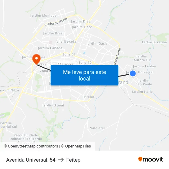 Avenida Universal, 54 to Feitep map