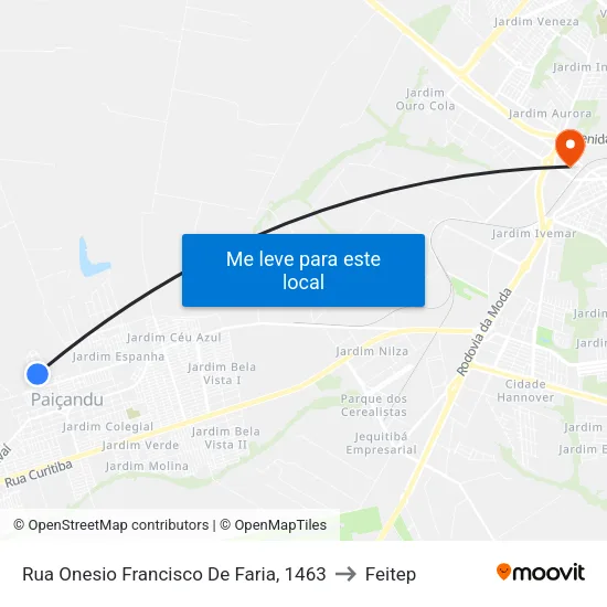 Rua Onesio Francisco De Faria, 1463 to Feitep map