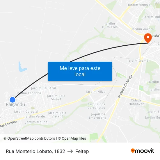 Rua Monterio Lobato, 1832 to Feitep map