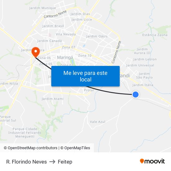 R. Florindo Neves to Feitep map