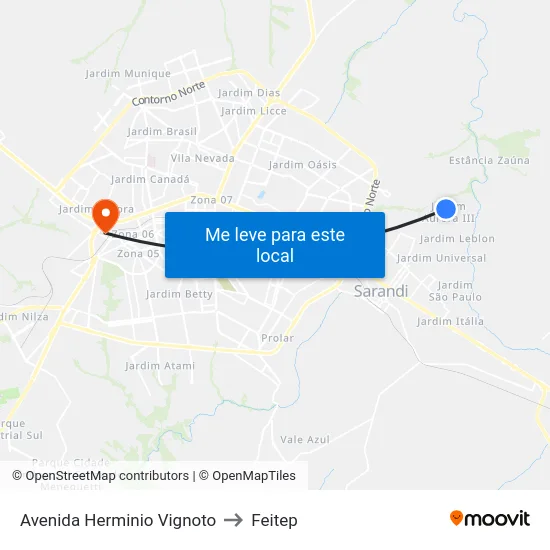 Avenida Herminio Vignoto to Feitep map