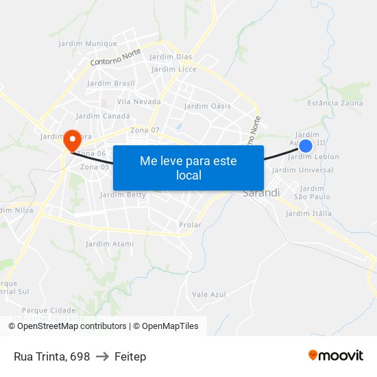 Rua Trinta, 698 to Feitep map