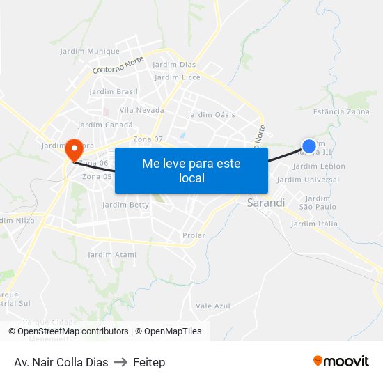 Av. Nair Colla Dias to Feitep map