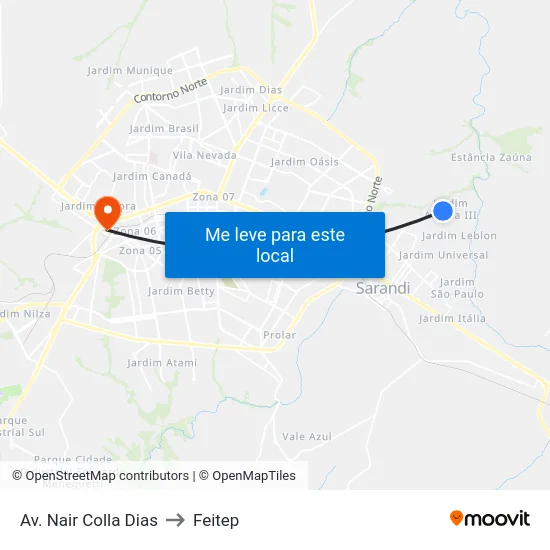 Av. Nair Colla Dias to Feitep map
