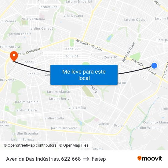 Avenida Das Indústrias, 622-668 to Feitep map