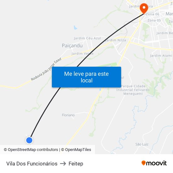 Vila Dos Funcionários to Feitep map