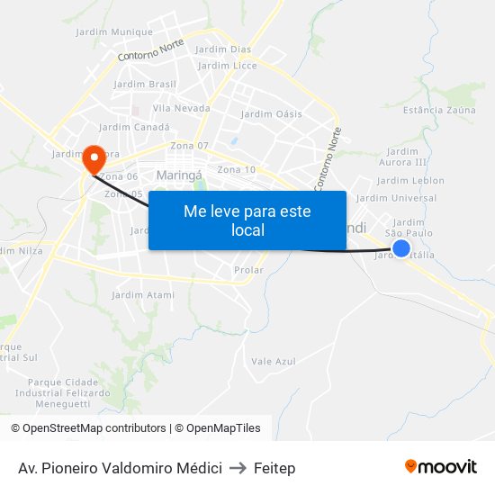 Av. Pioneiro Valdomiro Médici to Feitep map