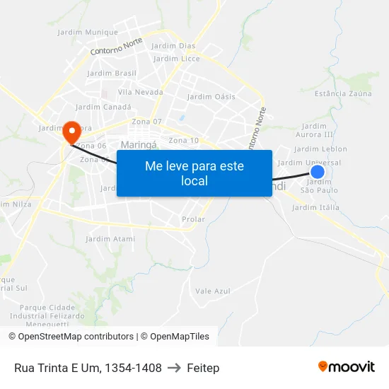 Rua Trinta E Um, 1354-1408 to Feitep map