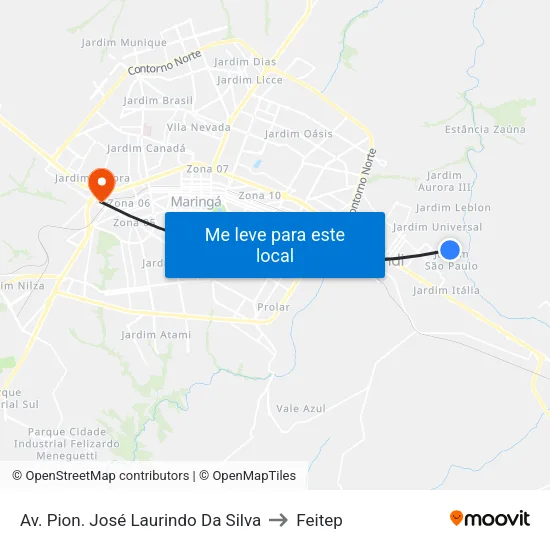 Av. Pion. José Laurindo Da Silva to Feitep map