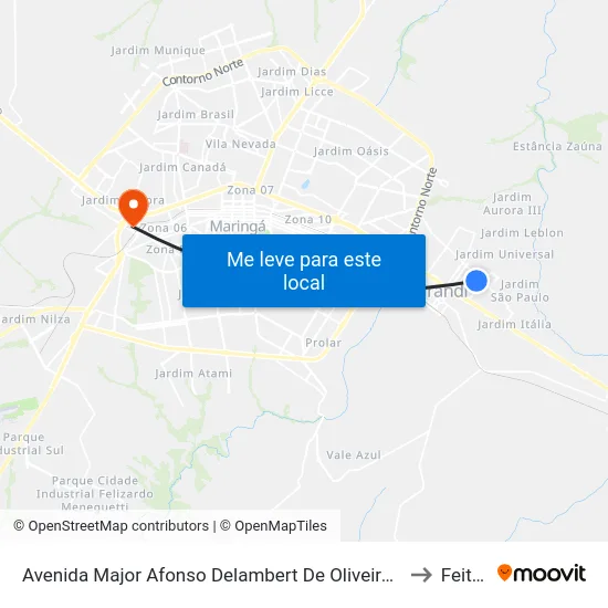 Avenida Major Afonso Delambert De Oliveira, 677 to Feitep map
