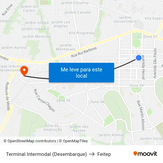 Terminal Intermodal (Desembarque) to Feitep map