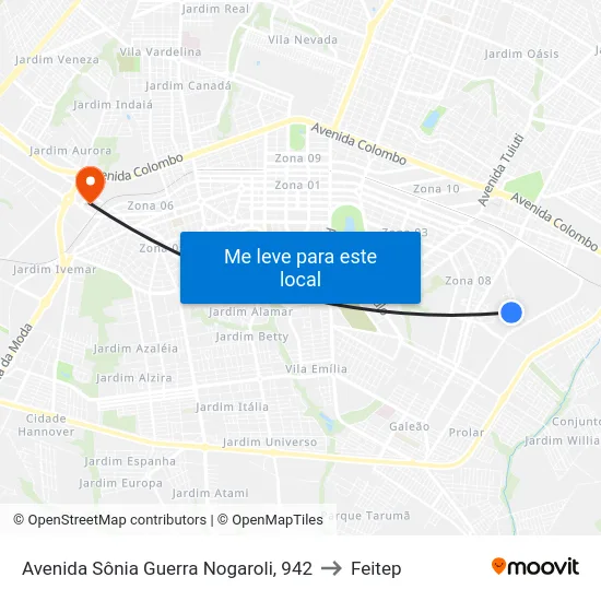 Avenida Sônia Guerra Nogaroli, 942 to Feitep map