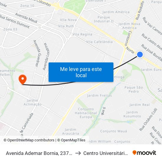 Avenida Ademar Bornia, 237 - Noma Do Brasil to Centro Universitário De Maringá map