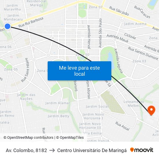 Av. Colombo, 8182 to Centro Universitário De Maringá map