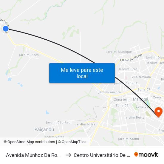 Avenida Munhoz Da Rocha, 413 to Centro Universitário De Maringá map