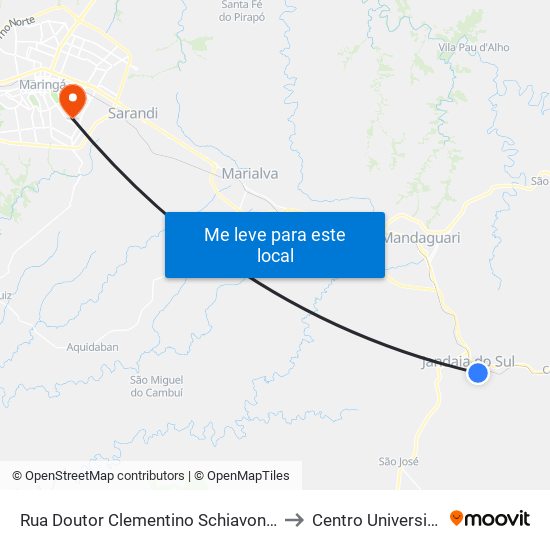 Rua Doutor Clementino Schiavon Puppi, 669 - Casa Da Amizade to Centro Universitário De Maringá map