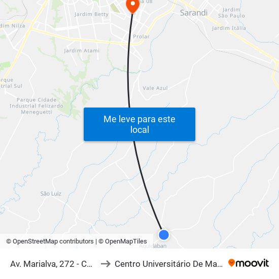 Av. Marialva, 272 - Cocari to Centro Universitário De Maringá map