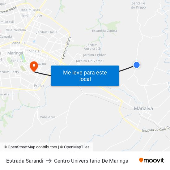 Estrada Sarandi to Centro Universitário De Maringá map