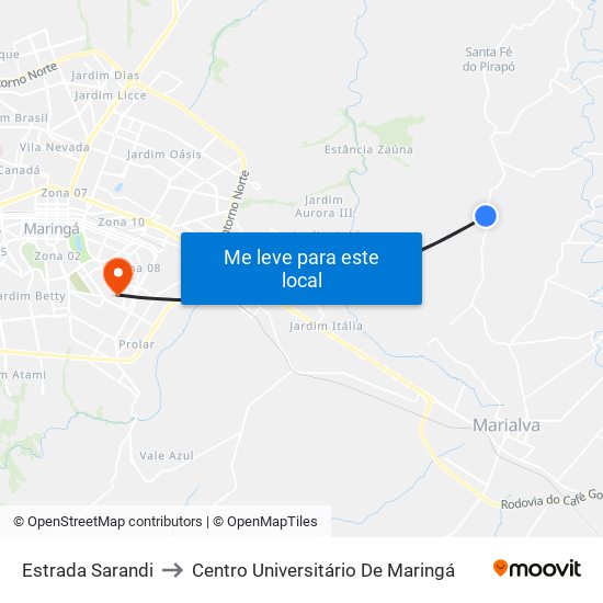 Estrada Sarandi to Centro Universitário De Maringá map