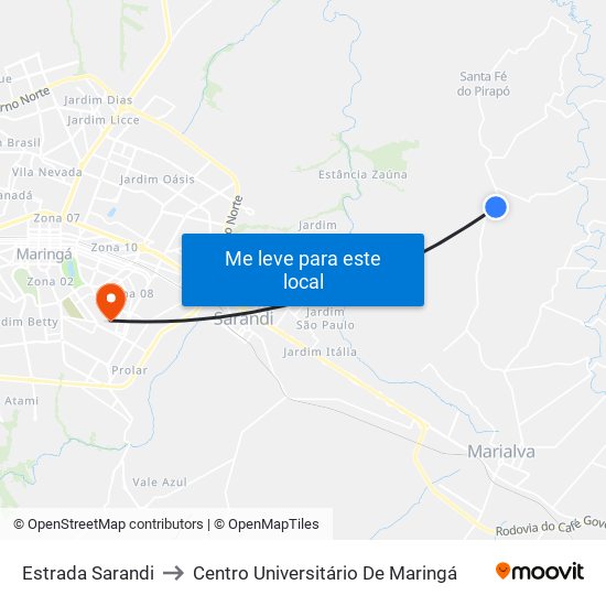 Estrada Sarandi to Centro Universitário De Maringá map