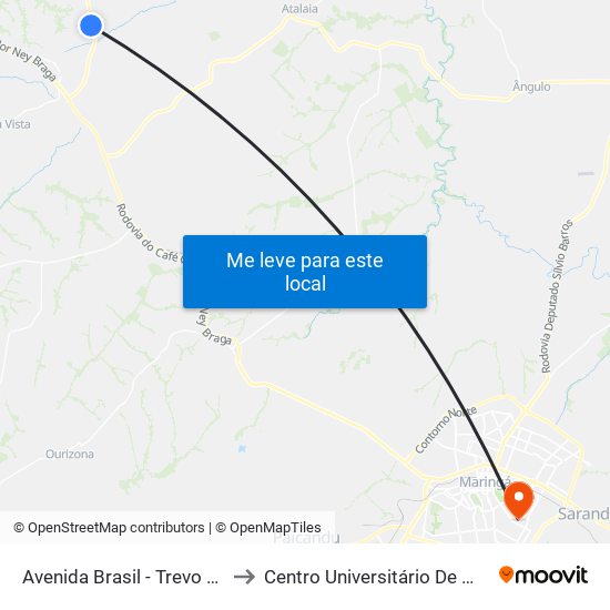 Avenida Brasil - Trevo Uniflor to Centro Universitário De Maringá map