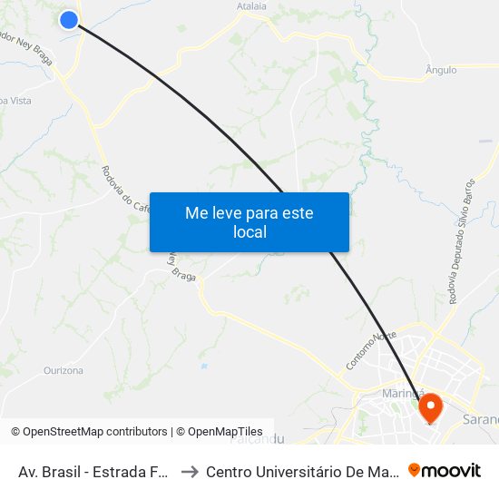 Av. Brasil - Estrada Funda to Centro Universitário De Maringá map