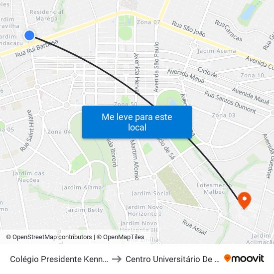 Colégio Presidente Kennedy, 160 to Centro Universitário De Maringá map