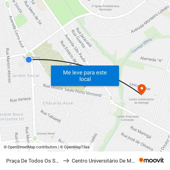 Praça De Todos Os Santos to Centro Universitário De Maringá map